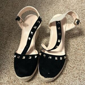 Marc Fisher Women's Saklina Espadrille Wedge Sandal Black size 7